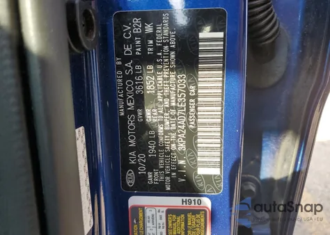 2020 Kia Rio S from USA, damaged, VIN 3KPA24AD7LE357033